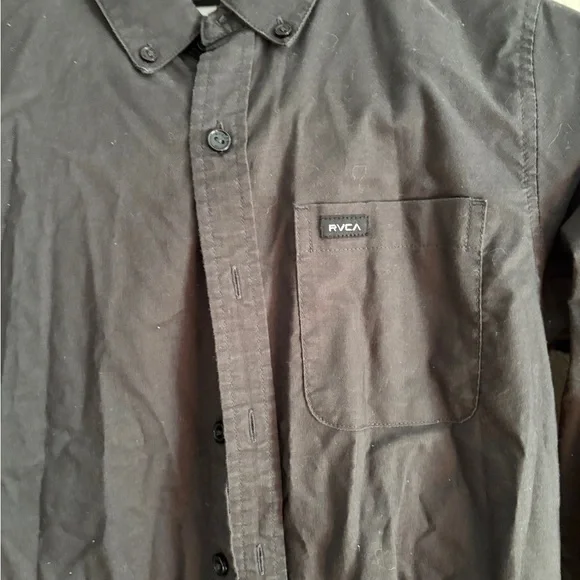 RVCA boy’s Black button down shirt medium - Picture 2 of 6